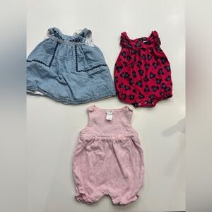Adorable and Vintage Set of Three Baby Dresses - Blue, Red, and Pink